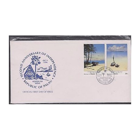 E) 1996 PALAU, IN THE BLUE SHADE OF TREES, FDC, MNH