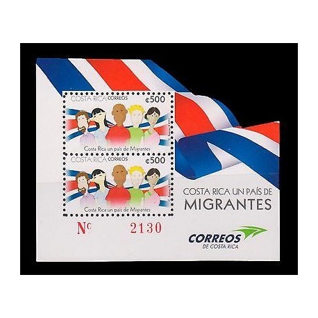 E)2013 COSTA RICA, A COUNTRY OF MIGRANTS, PEOPLE, SOUVENIR SHEET, MNH
