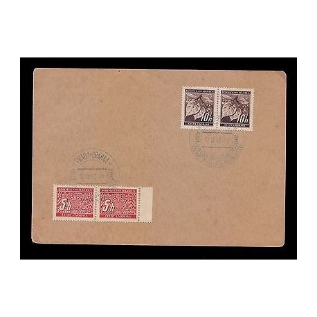 E)1942 CZECH REPUBLIC, THE PROTECTORATE OF BOHEMIA AND MORAVIA STRIP OF 2, BROWN