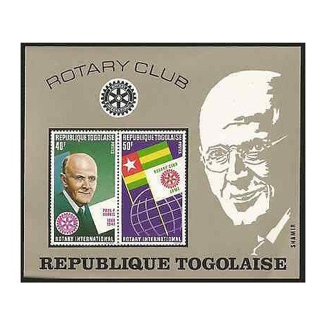 E)1972 TOGO, PAUL P. HARRIS AND ROTARY EMBLEM-FLAGS OF TOGO AND ROTARY