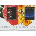 O) 2012 GUYANA, BUTTERFLIES OF THE WORLD, FLOWERS, SOUVENIR FOR 2, MNH