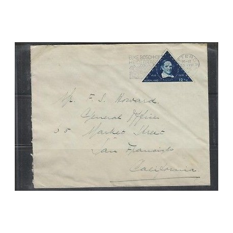 O) 1936 NETHERLANDS, THEOLOGIST DESIDERIUS ERASMUS, TRIANGLE,COVER TO UNITED STA