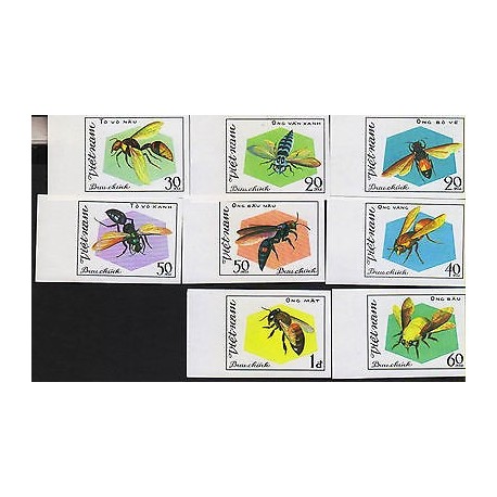 G)1982 VIETNAM, BEES AND WASPS, IMPERFORATED COMPLETE SET, MNH