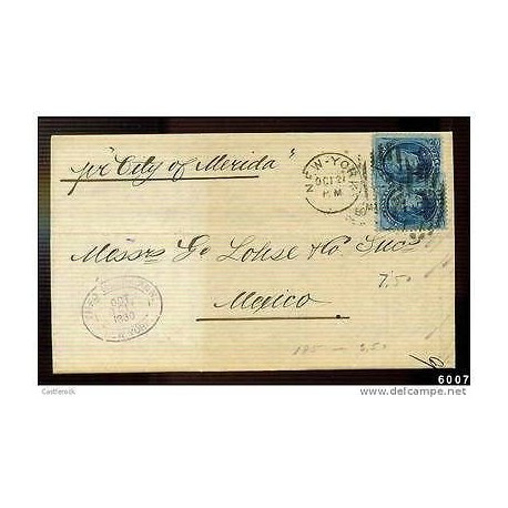 RB)1880 USA, MARITIME MAIL, CIRCULATED COVER TO MEXICO, SHIP CITY OF MERIDA, XF