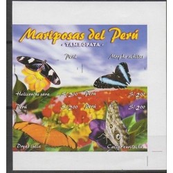O) 2006 PERU, BUTTERFLIES, IMPEFORATE-PROOF MNH