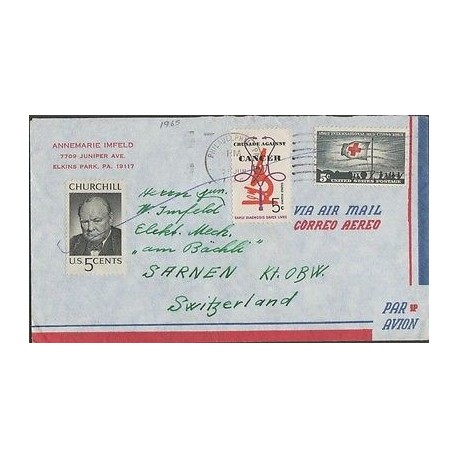 O) 1965 UNITED STATES, RED CROSS, CRUSADE AGAINST CANCER, WINSTON CHURCHILL, COV