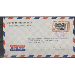O) 1951 COSTA RICA, TRENCH SAN ISIDRO BATTALION, COVER TO NEW YORK, XF 