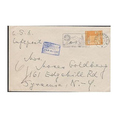 O) 1961 SWITZERLAND, ARCHITECTURE - CHURCH, COVER TO NEW YORK - USA, XF