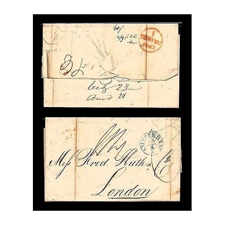 E)1842 NETHERLANDS, MARITIME MAIL, COVER FROM AMSTERDAM TO LONDON 