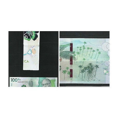 O) 2016 COLOMBIA, BANKNOTE 100 MIL PESOS, TACTIL READING - BRAILLE, WAX PALM TRE