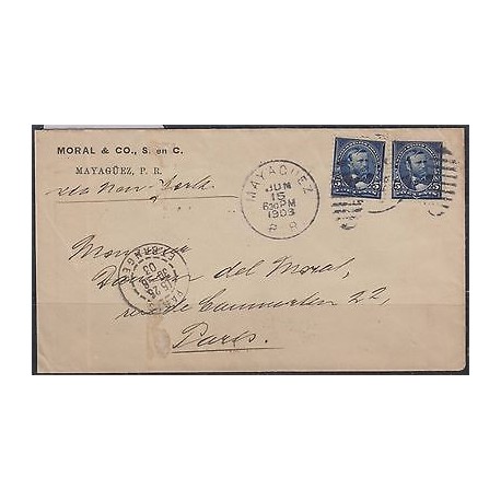 O) 1903 PUERTO RICO, US OCCUPATION IN PUERTO RICO, MAYAGUEZ, 5 CENTS BLUE, COVER