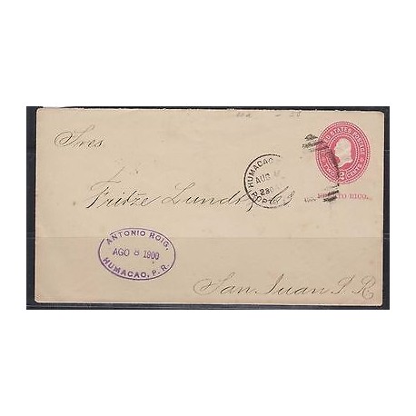 o) 1900 PUERTO RICO, US OCCUPATION IN PUERTO RICO, POSTAL STATIONARY - 2 CENTS, 