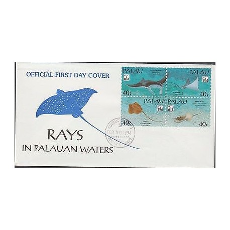 O) 1994 PALAU, FISH, RAYS, FDC XF