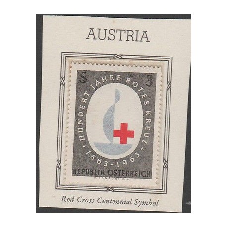 O) 1963 AUSTRIA, RED CROSS CENTENNIAL SYMBOL, MNH