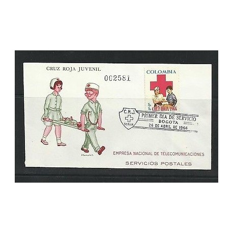 O) 1966 COLOMBIA, RED CROSS, FDC XF