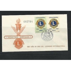 O) 1967 COLOMBIA, LIONS CLUB INTERNATIONAL, FDC XF