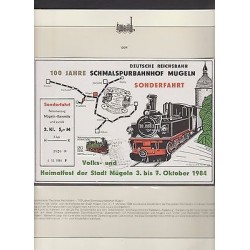 O) 1984 GERMANY, 100 YEARS OF NARROW GAUGE TRAIN STATION MUGELN, STEAM TRAIN, MA
