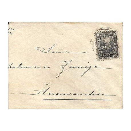 G)1887 PERU, 10C COAT OF ARMS, CIRCULATED COMERCIAL COVER TO HAUNCAVELICA, F