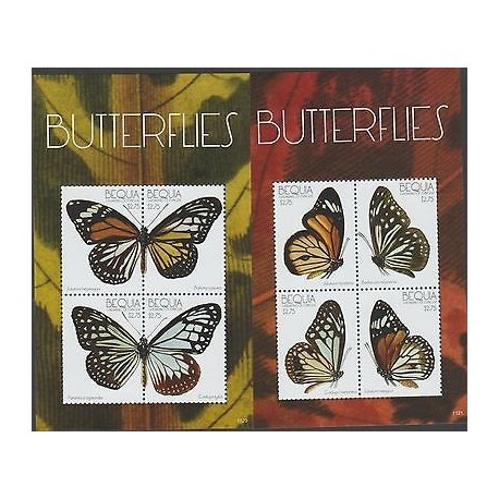 O) 2011 ST. VINCENT AND GRENADINES - BEQUIA, BUTTERFLIES, SOUVENIR FOR 2 MNH