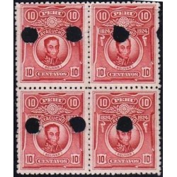 G)1924 PERU, PUNCH PROOF, SPECIMEN, SIMON BOLIVAR B/4, MNH