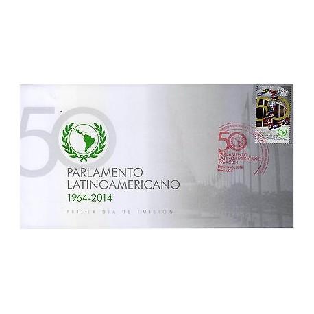 G)2014 MEXICO, LATINAMERICAN FLAGS, LATINAMERICAN PARLAMENT 50TH ANNIV., FDC, XF