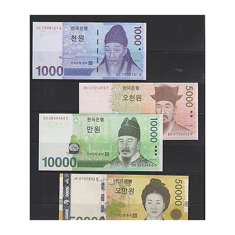 O) 2014 SOUTH KOREA, COMPLETE BANK NOTES SETS, UNC