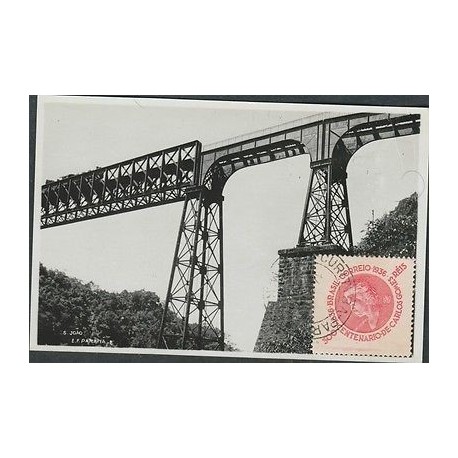 O) 1936 BRAZIL, BRIDGE, PONTE DE SAO JOAO POST CARD WITH ONE STAMP CENTENARIO DE