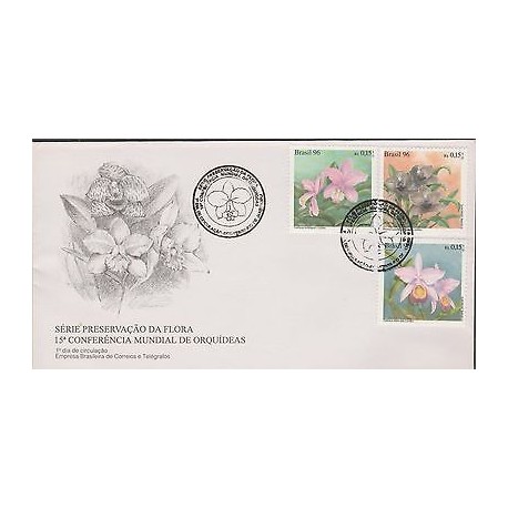 O) 1996 BRAZIL, ORCHIDS, PRESERVATION OF FLORA, FDC XF