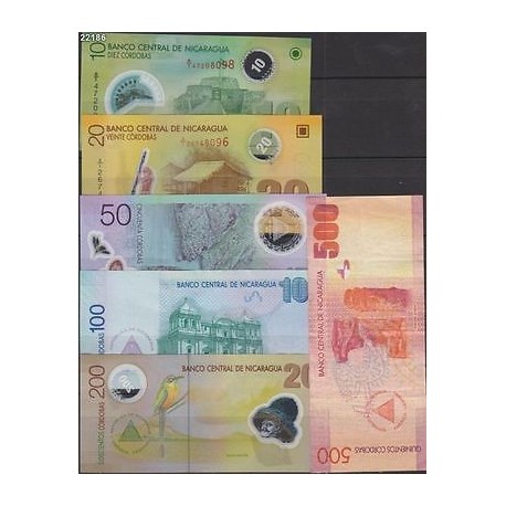 O) 2012 NICARAGUA, FULLSET BANK NOTES UNC, 10, 20 AND 50 ARE POL