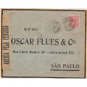 O) 1919 BRAZIL, INTERNAL CENSORSHIP VERY RARE - 100 REIS, COVER TO SANTOS TO SAO