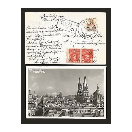 G)1955 MEXICO, MODERN BUILDING MEXICO CITY, PAIR OF USA POSTAGE DUE, T 4C SQUARE