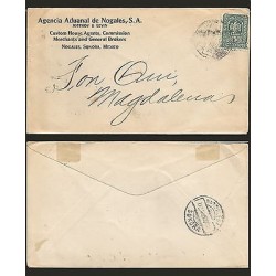 G)1914 MEXICO, TRANSITORIO COAT OF ARMS 5 C, CUSTOMS BROKER CIRCULATED COVER TO