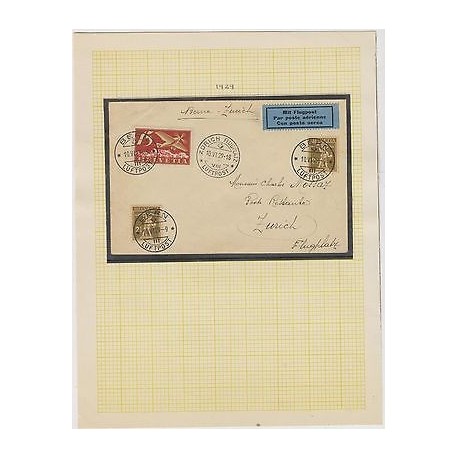 o)1929 SWITZERLAND FFC BERN TO ZURICH NICE COVER WITH BLUE LABEL AIRMAIL 