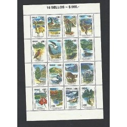 O) 1990 CHILE, FAUNA AND FLORA EMBLEMS OF CHILE, CACTUS, VICUÑA, FLEMISH, CYPRES