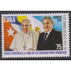 O) 2015 CARIBE, VISIT POPE FRANCISCO - JORGE MARIO BERGOGLIO, PRESIDENT RAUL CAS