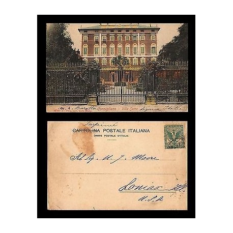 E)1911 ITALY, VILLA SERRA, POSTCARD TO USA