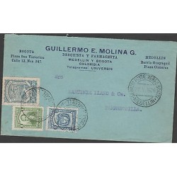 O) 1926 COLOMBIA, SCADTA 30 CENTAVOS, CAMILO TORRES 1 CENTAVO, COAT OF ARMS 3 CE