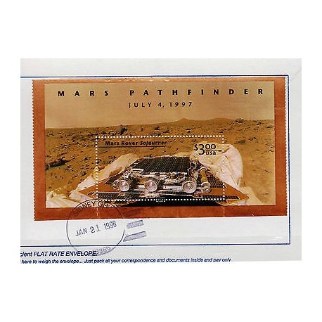 G)1998 USA, MARS PATHFINDER-MARS ROVER SOJOURNER, S/S, SIDNEY RECEIPT SEAL, FRAG