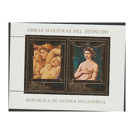O) 1987 GUINEA, NAKED, DOMINIQUE INGRES, RAFAEL, PAINTING, GOLD PLATED, XF
