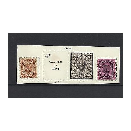 O) 1886 COLOMBIA, 5 P. BROWN ON STRAW, 10 P. BLACK ON LILAC ROSE, 10 P. BLACK ON