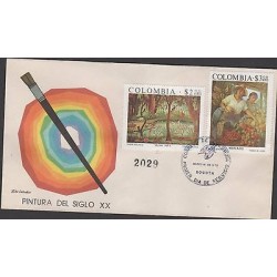 O) 1975 COLOMBIA, PAINTING - PICTURE, JUNGLE, ANIMALS, MARKETPLACE, FDC XF