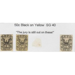 O) 1869 COLOMBIA, 50 CENTAVOS BLACK SG40, SOBREPORTE