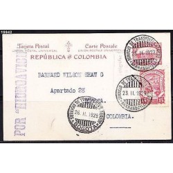 O) 1929 COLOMBIA, SCADTA 15 CENTAVOS RED, 2 CENTAVOS RED, FOR HIDROAVION, FROM M