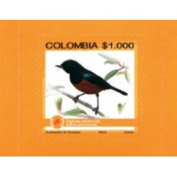 RO)2015 COLOMBIA, BIRD, ENDEMIC BIODIVERSITY ENDANGERED, BIRD DIGLOSA PECHIRRUF