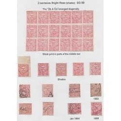 O) 1883 COLOMBIA, 2 CENTAVOS BRIGHT ROSE (SHADES) SG 99, WEAK PRINT IN PARTS OF 