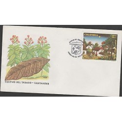O) 1980 COLOMBIA, TOBBACO, AGRICULTURE, VILLAGE LANDSCAPE FDC XF