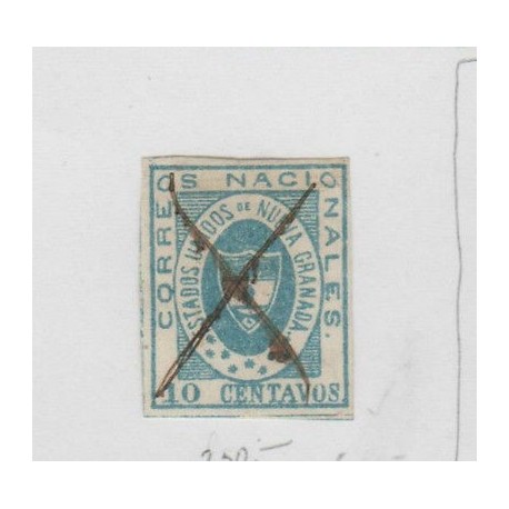 O) 1861 COLOMBIA, 10 CENTAVOS BLUE, SG 13, 