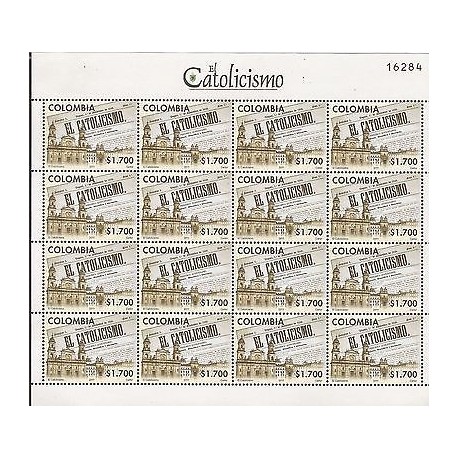 E)2011 COLOMBIA, THE CATHOLICISM, NEWSPAPER, CITY,CHURCH, BLOCK OF 16, MNH