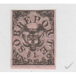 O) 1865 COLOMBIA, SOBREPORTE, COAT OF ARMS, 1 PESO BLACK ON ROSE, SG 41