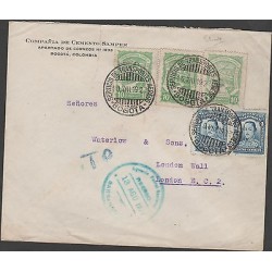 O) 1927 COLOMBIA, SCADTA 10 CENTAVOS, 4 CENTAVOS SANTANDER, TRANSITO FOR BARRANQ